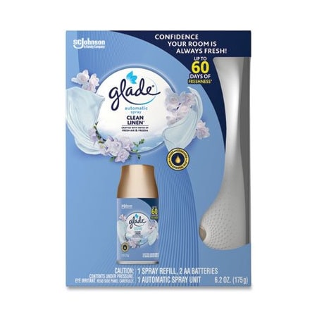 Glade AUTOMATIC AIR FRESHENER STARTER KIT, SPRAY UNIT AND REFILL, CLEAN LINEN, 6.2 OZ 329349KT
